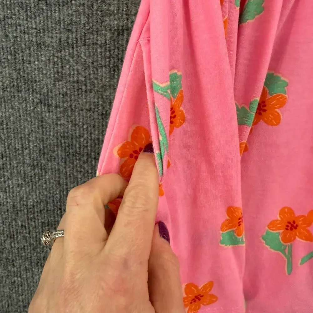 Old Navy Girls Floral Flutter Sleeve Dress Size XS 5 Pink Jersey Knit Pockets